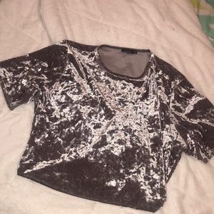 Grey velvet long top